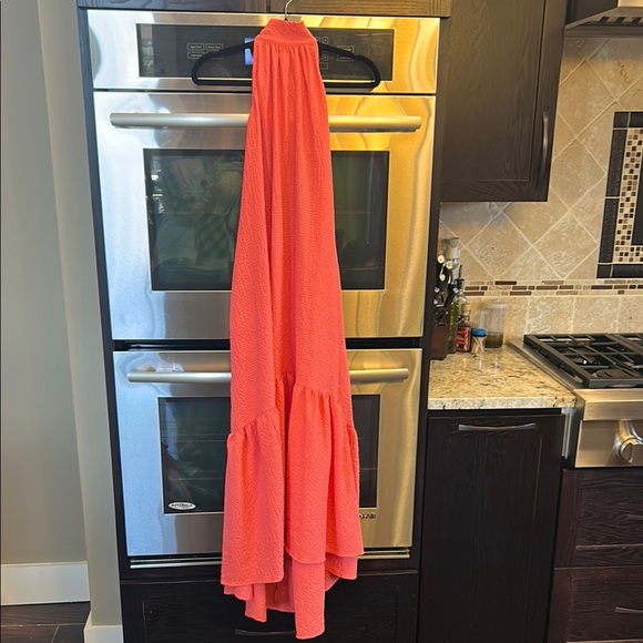 Chic Coral Halter Maxi Dress - Picture 1 of 6